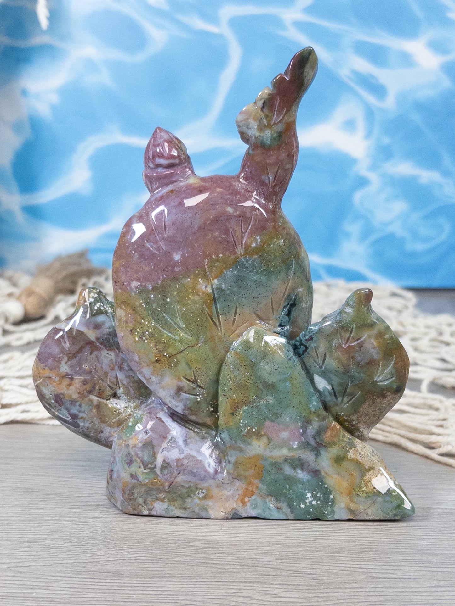 Ocean Jasper Cactus Carving