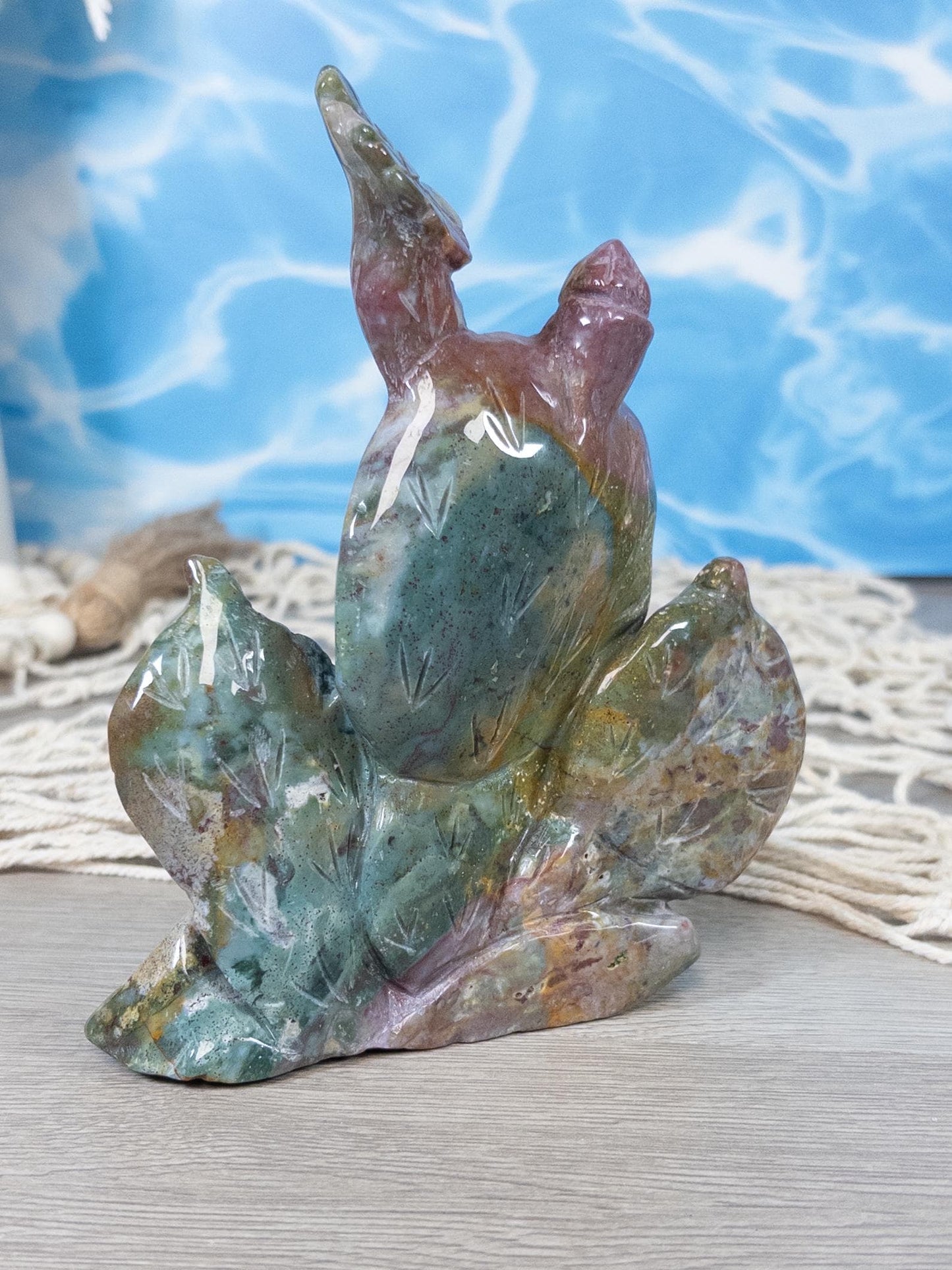 Ocean Jasper Cactus Carving