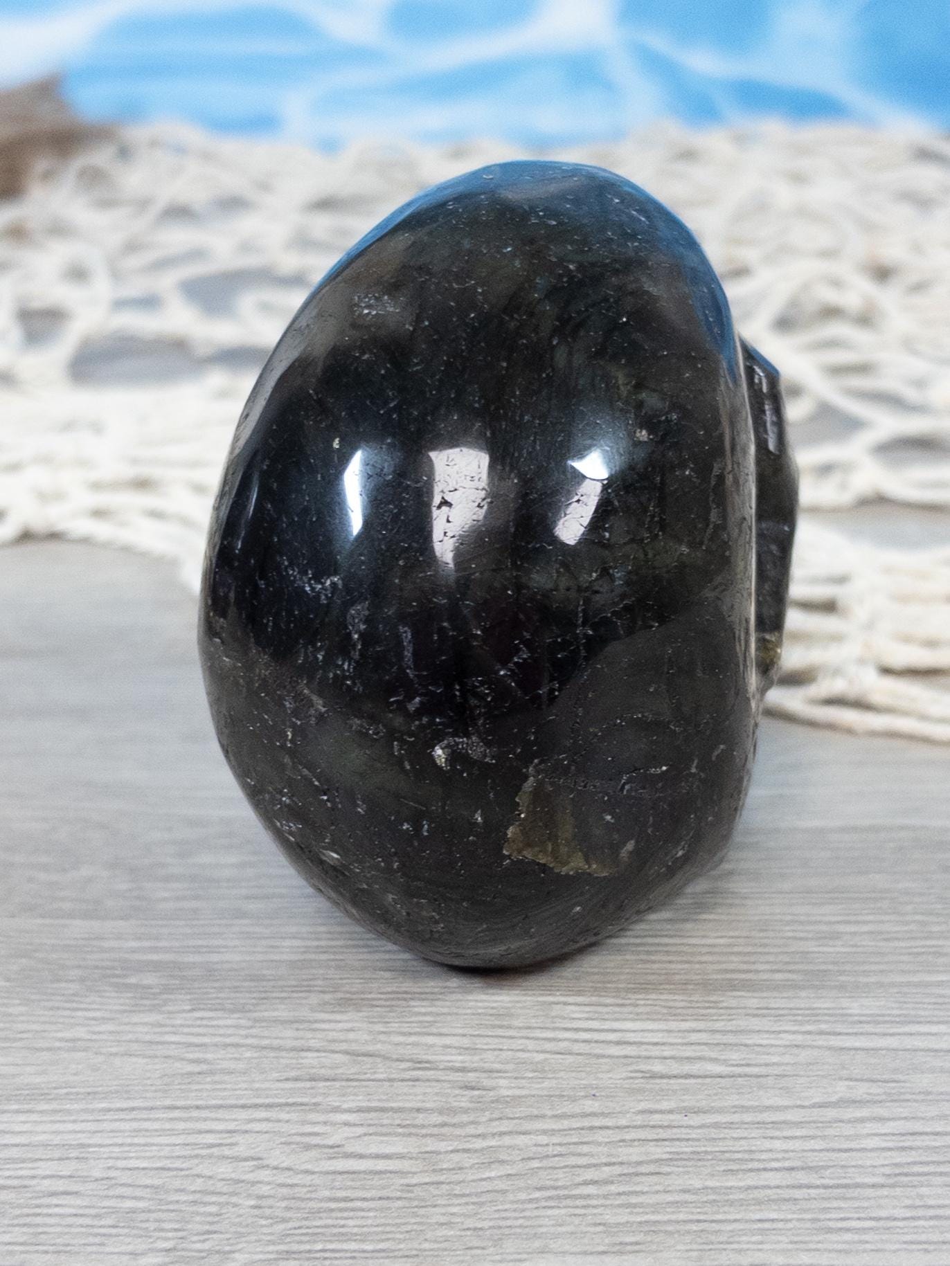 Purple Flash Labradorite Crystal Skull Carving