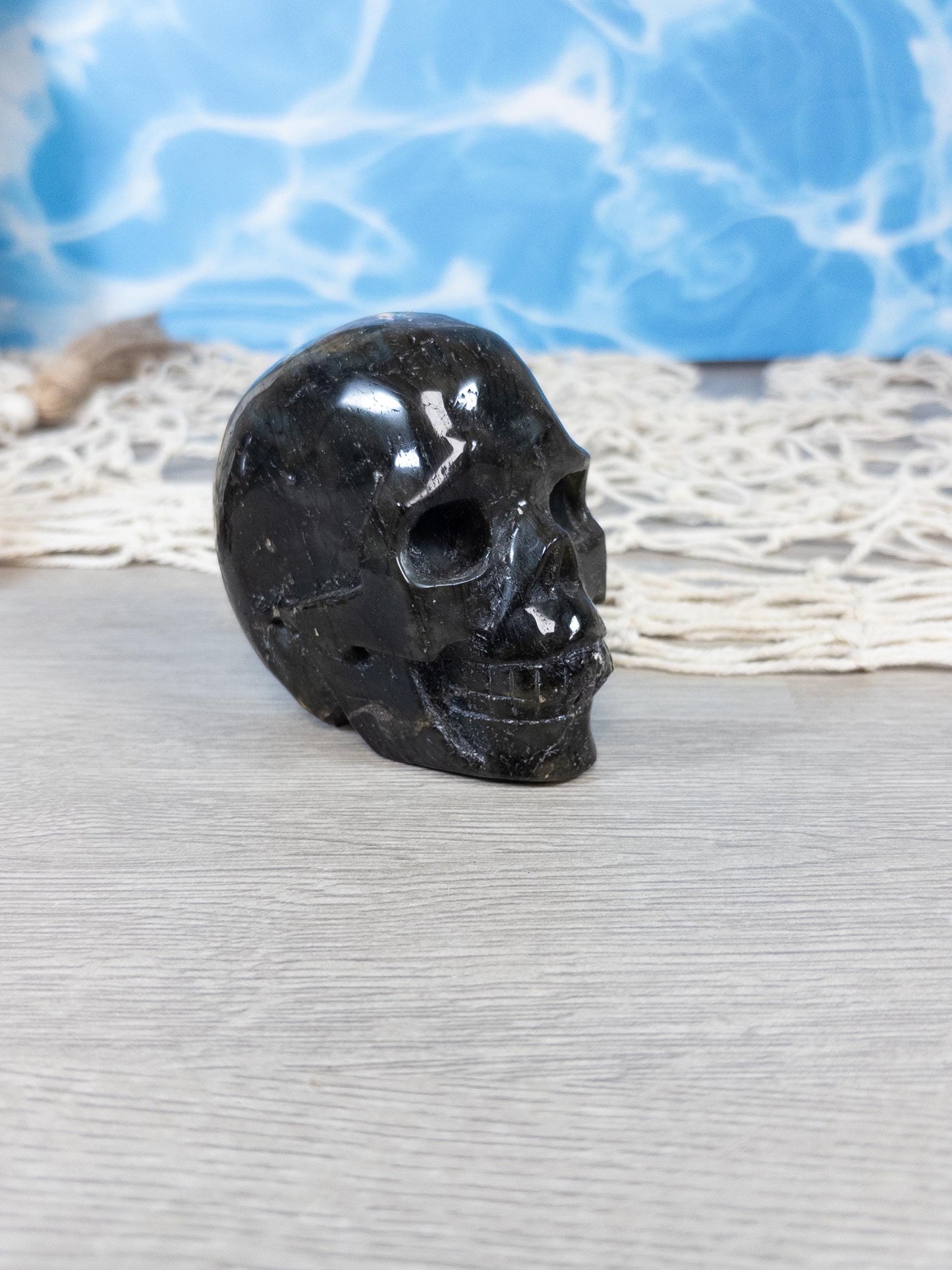 Purple Flash Labradorite Crystal Skull Carving
