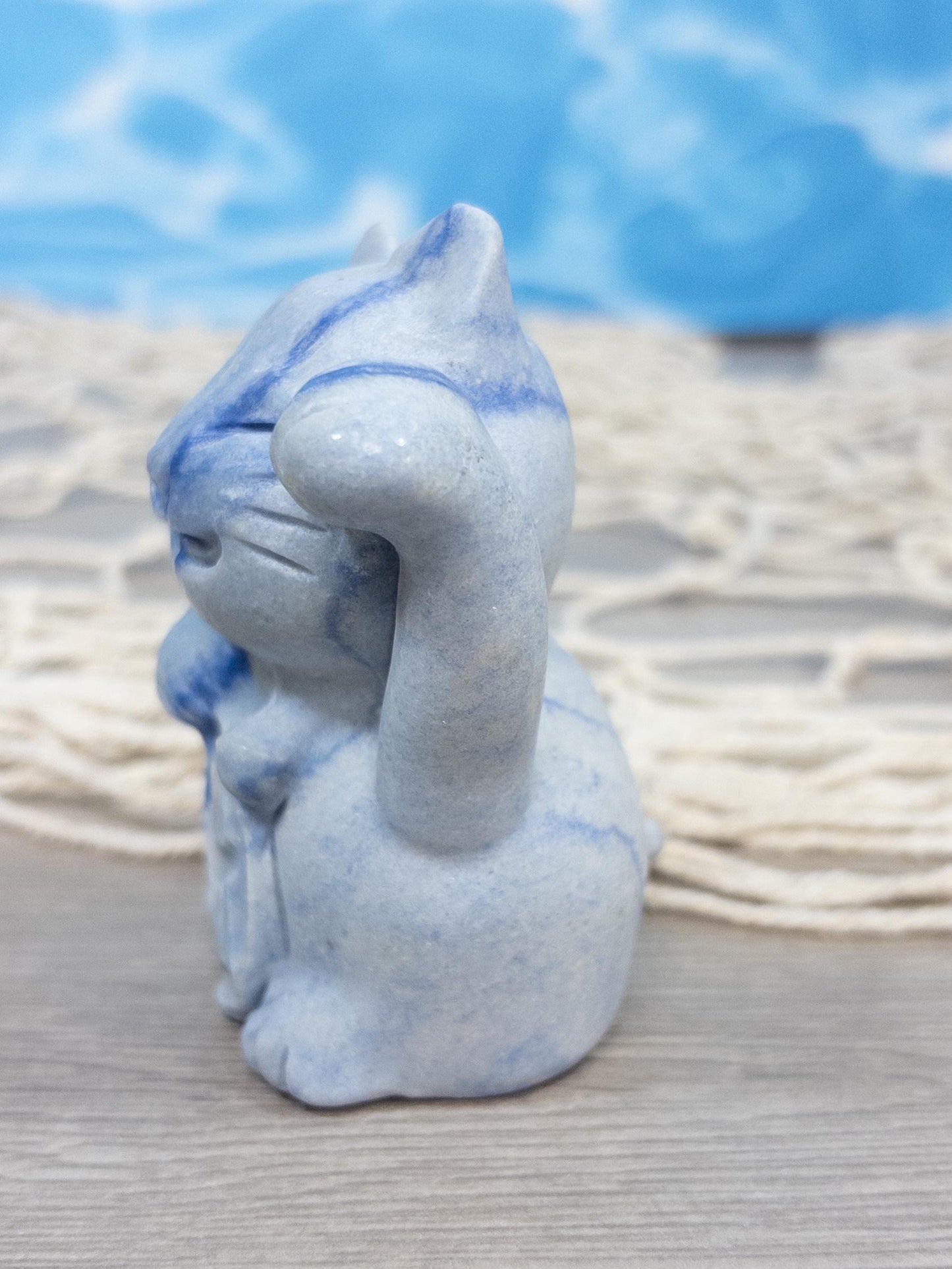 Blue Aventurine Lucky Cat Carving