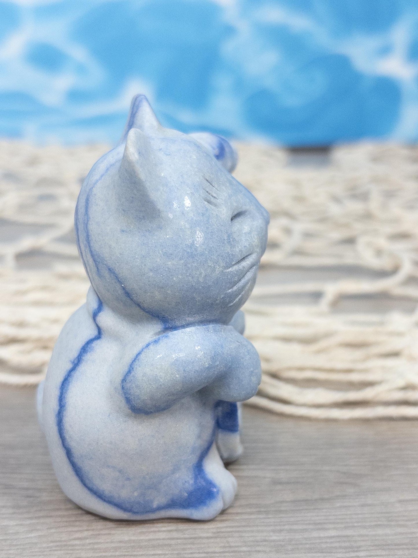 Blue Aventurine Lucky Cat Carving