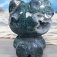 Moss agate crystal hello kitty with druzy