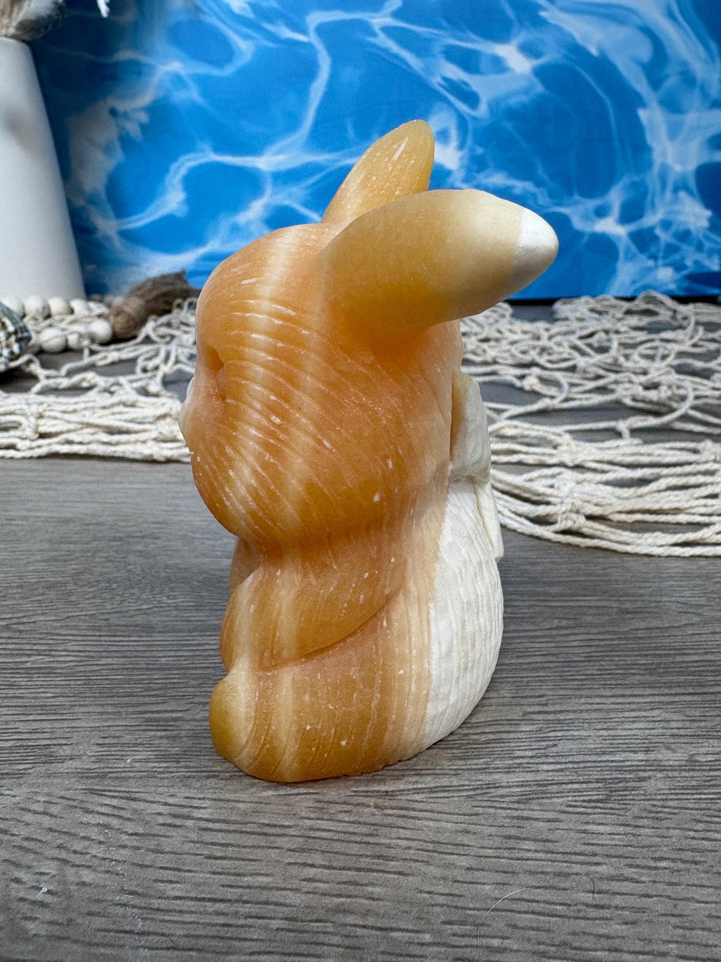 Orange calcite pikachu carving