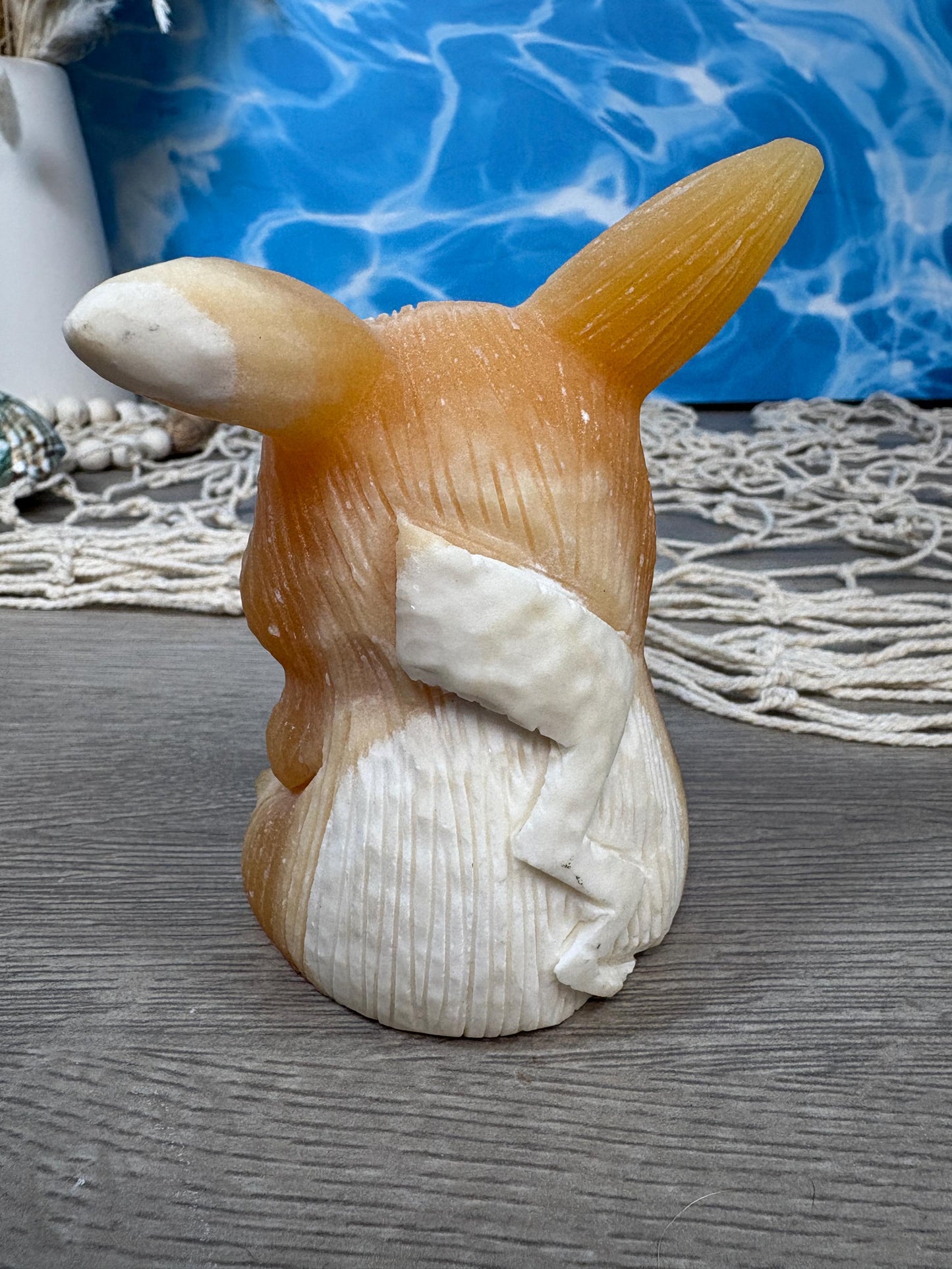 Orange calcite pikachu carving