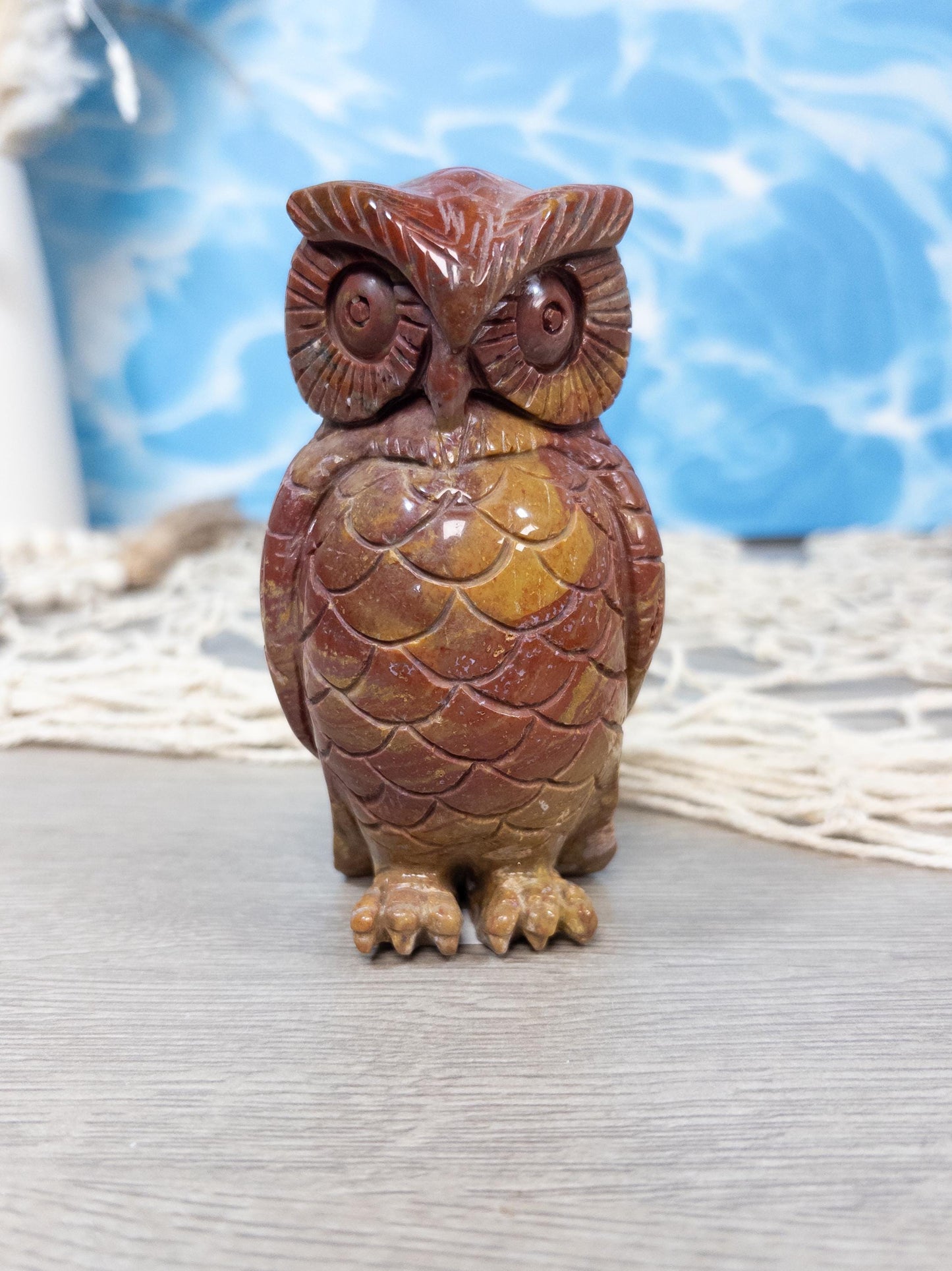 Ocean Jasper Owl Carving