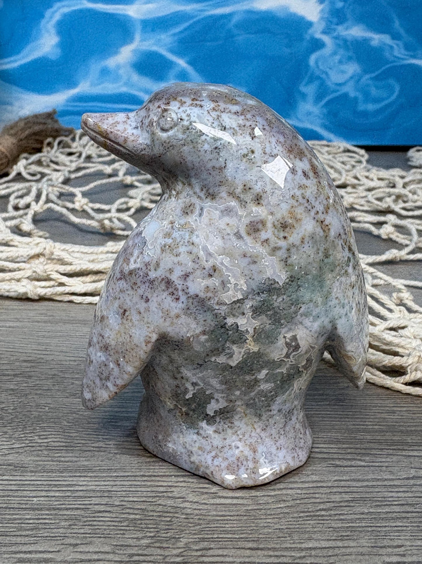 Ocean Jasper Penguin Carving