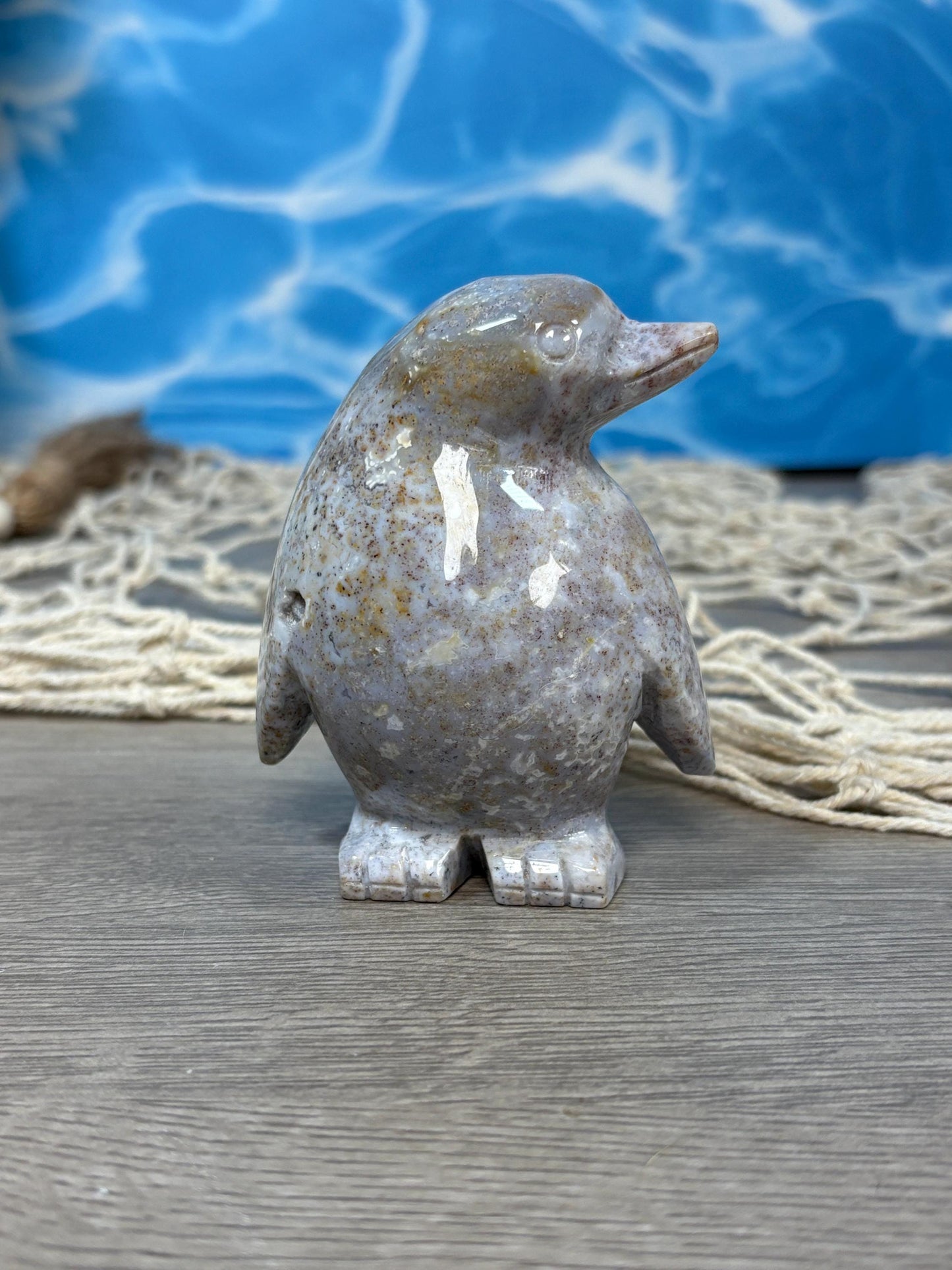 Ocean Jasper Penguin Carving