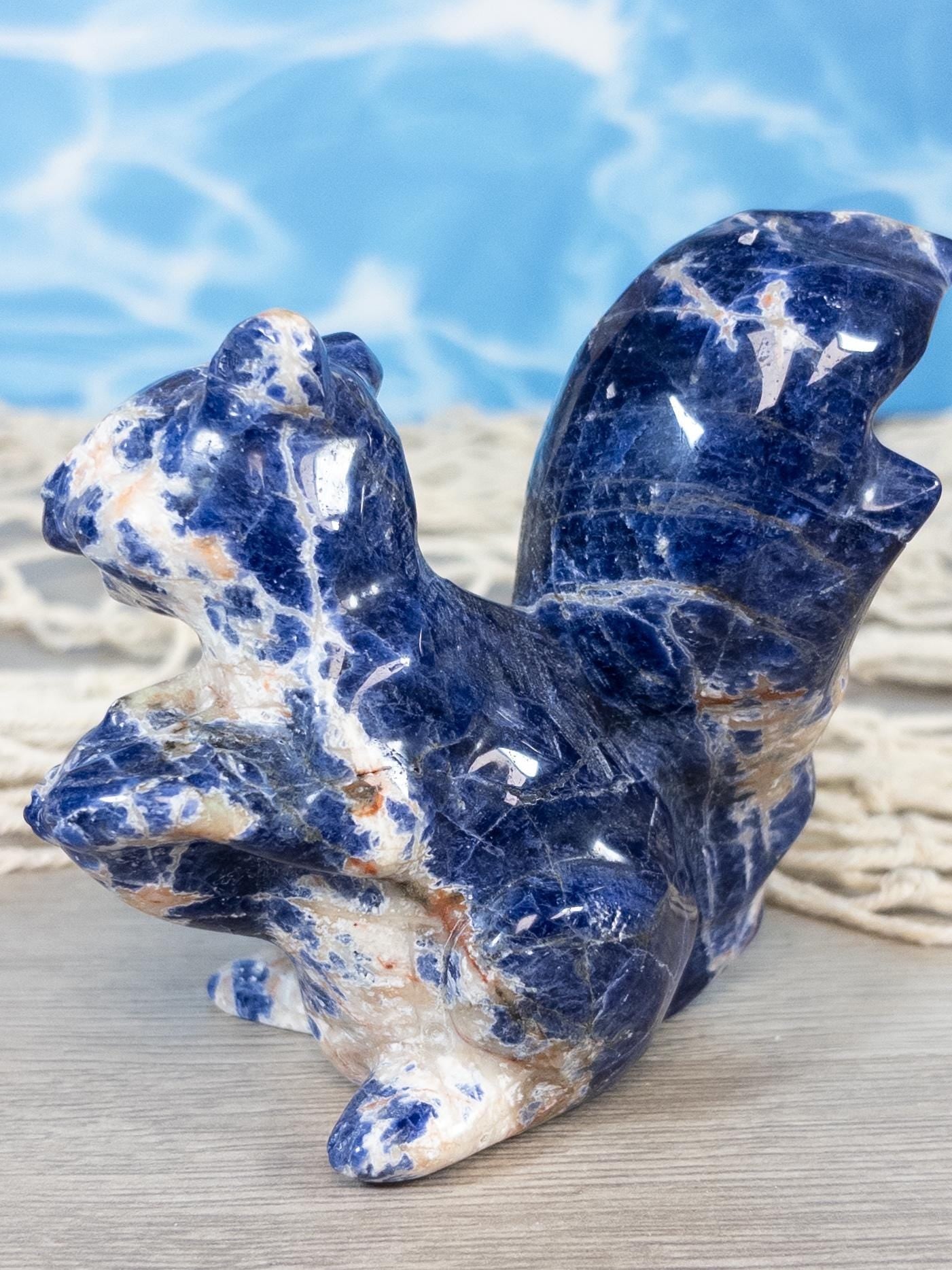 Sodalite Crystal Squirrel Carving