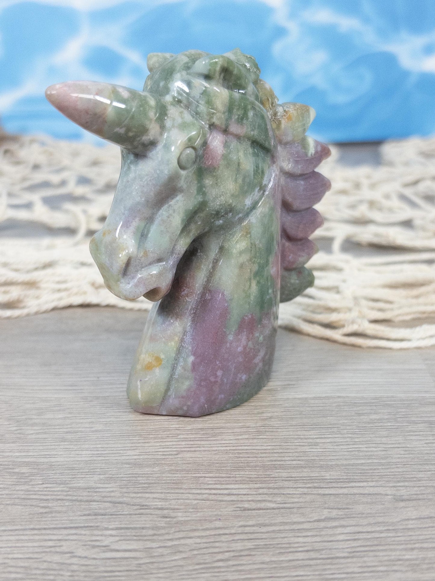 Ocean Jasper Unicorn Crystal Carving