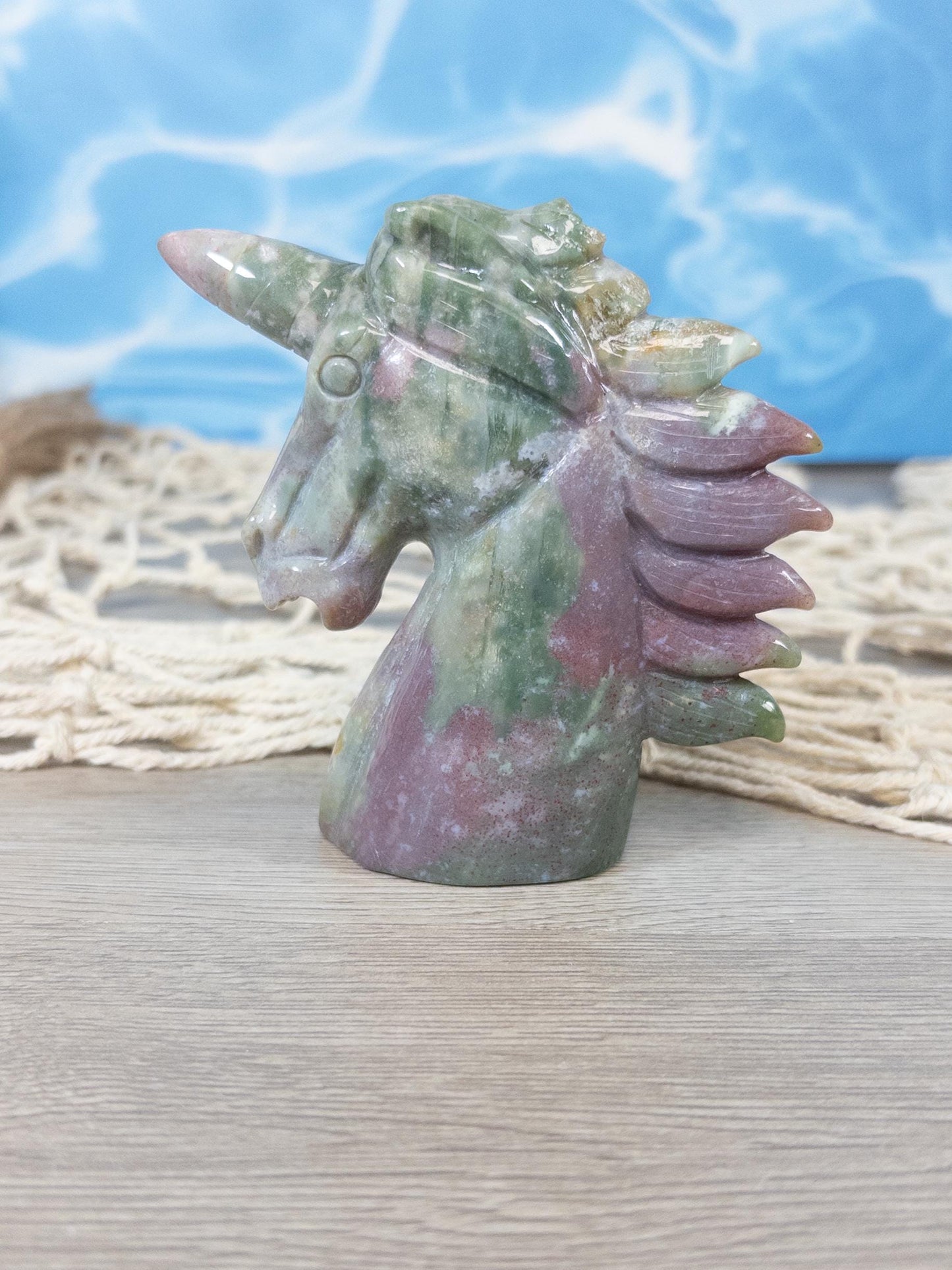 Ocean Jasper Unicorn Crystal Carving
