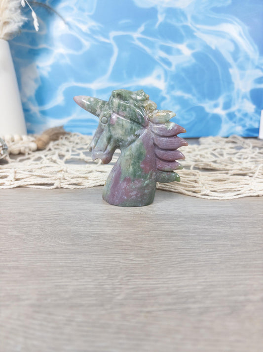 Ocean Jasper Unicorn Crystal Carving
