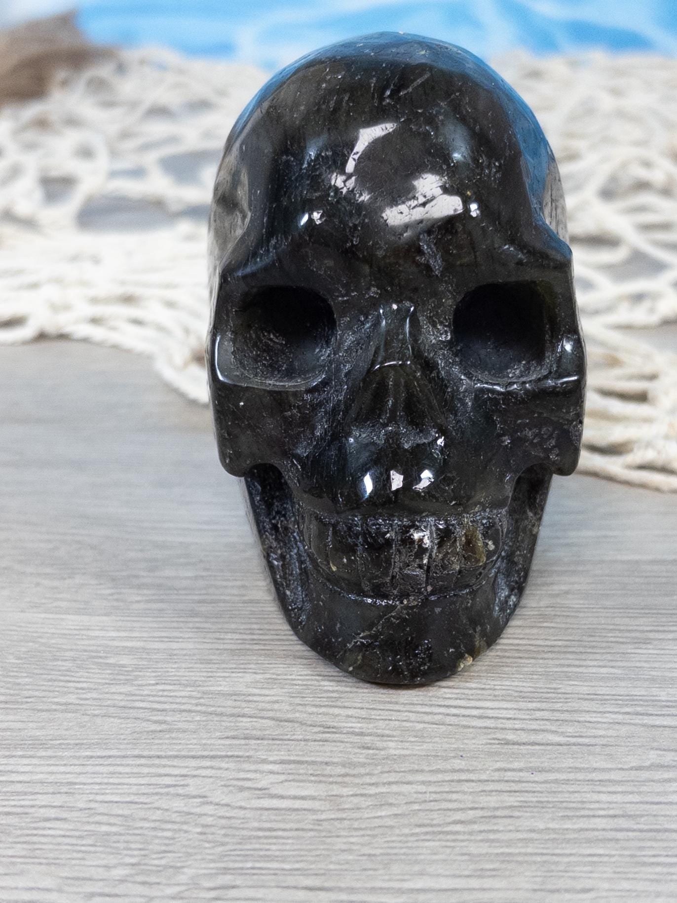 Purple Flash Labradorite Crystal Skull Carving