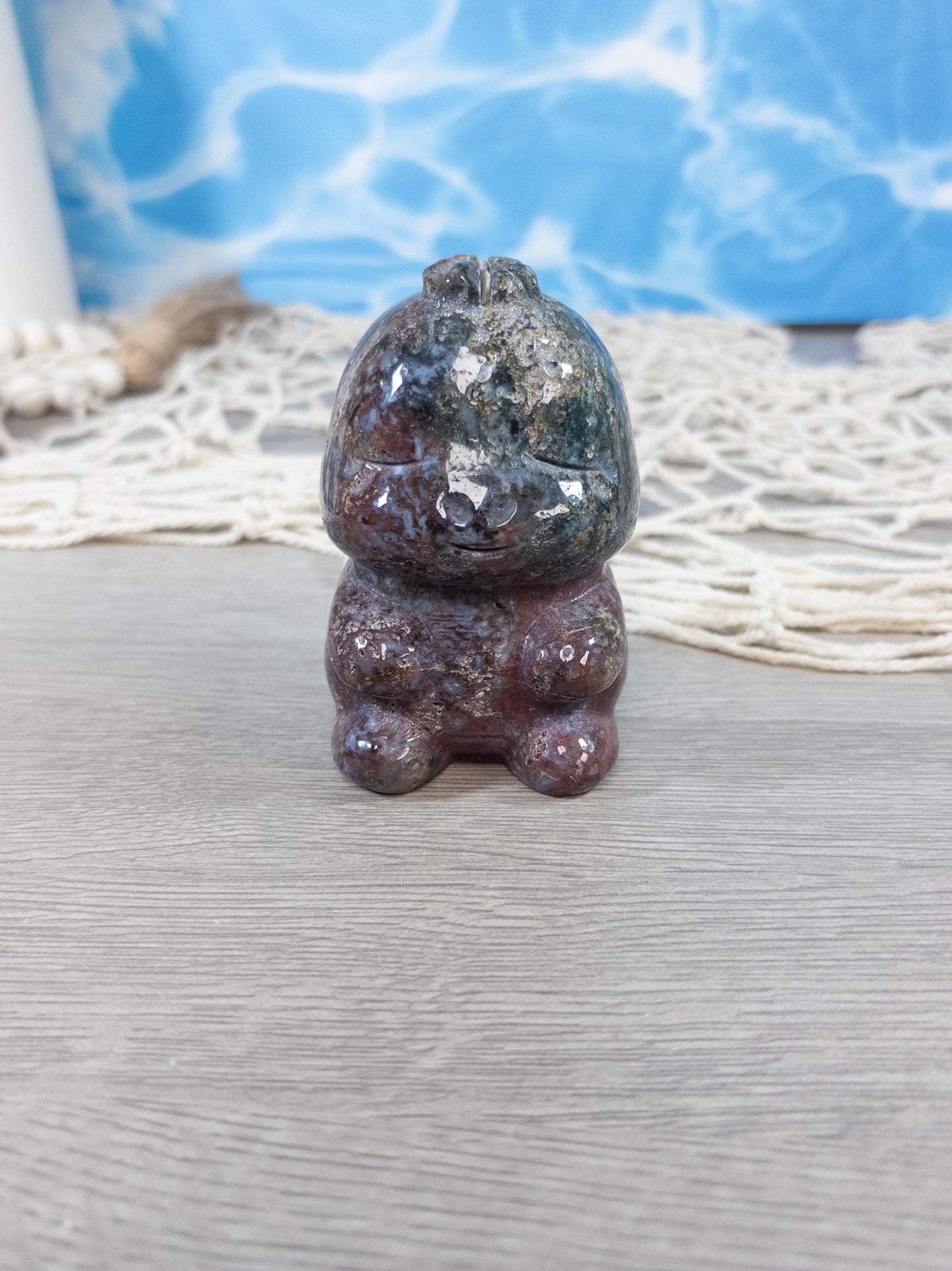 Ocean Jasper Baby Dino Carving: Crystal Animal Figurine
